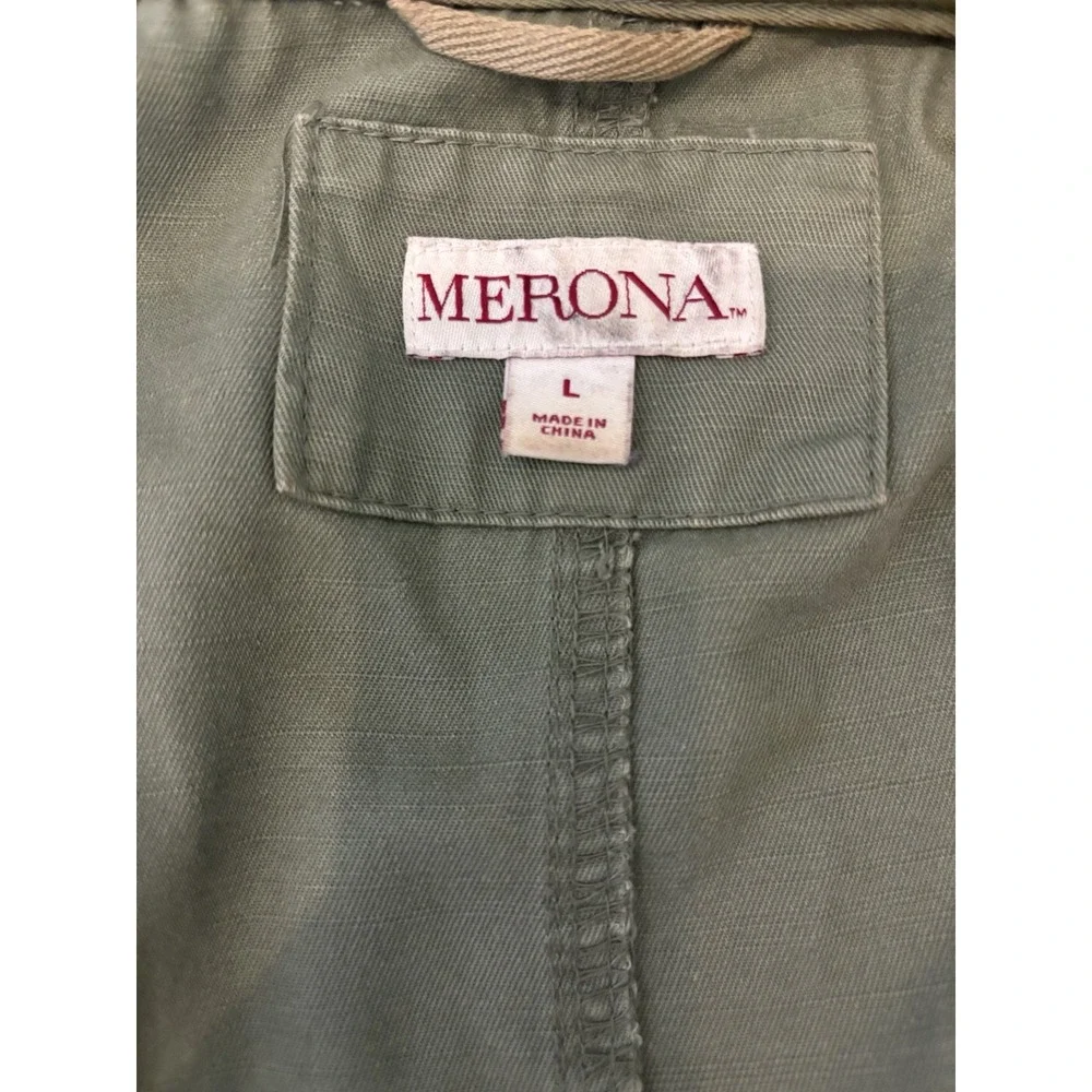Merona Jacket Women's  L Olive Green Cargo Utility Snap Front and Zipper - Picture 16 of 16